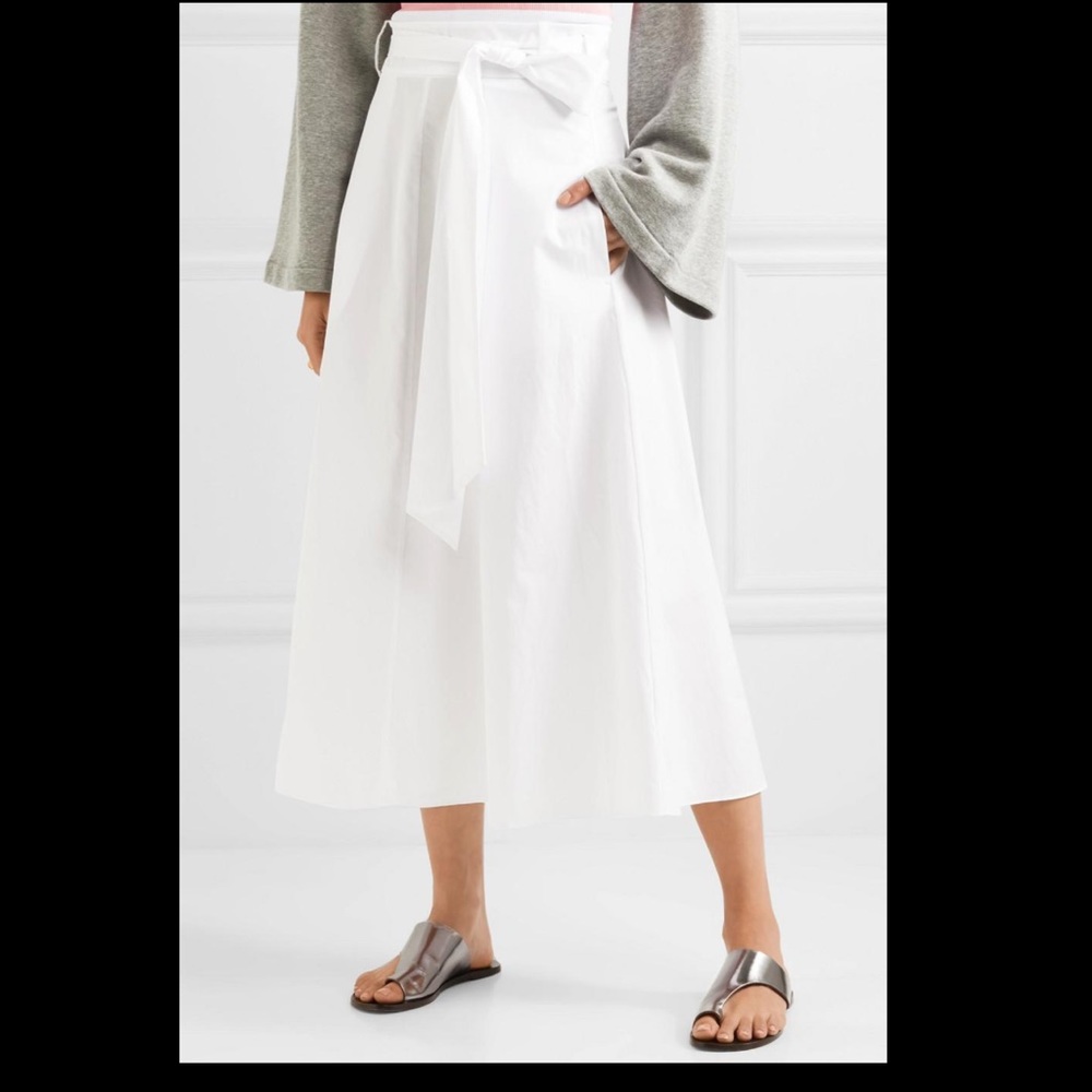 Tibi Eco Poplin Wrap Skirt in white size 10